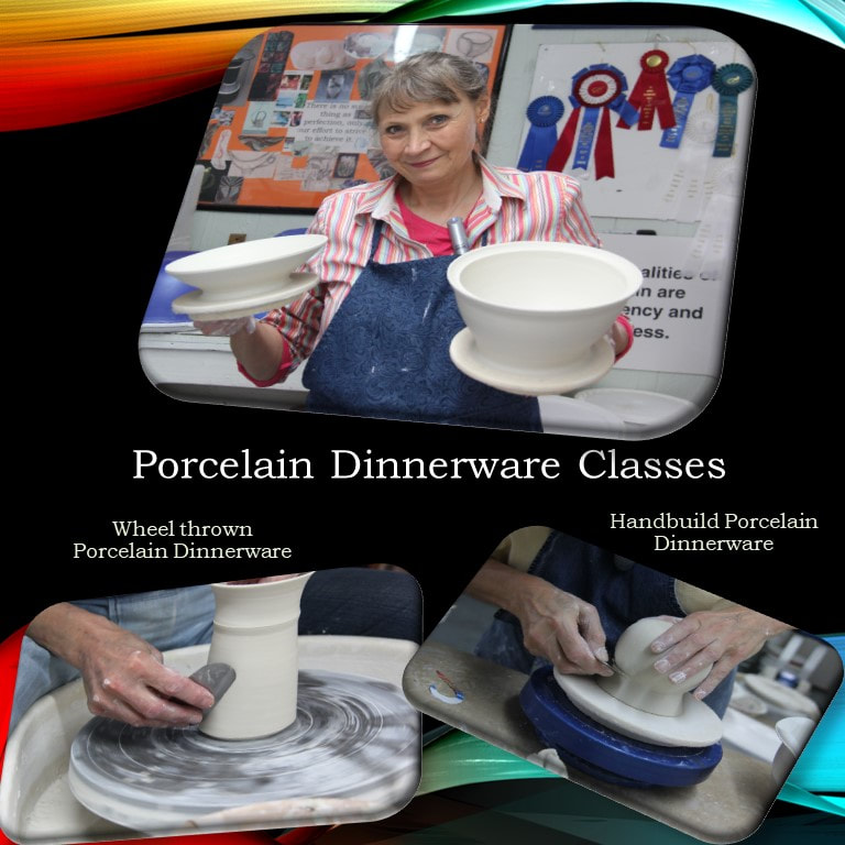Online ceramic classes where you can learn how to make dinnerware with clay, wheel thrown and hand build.