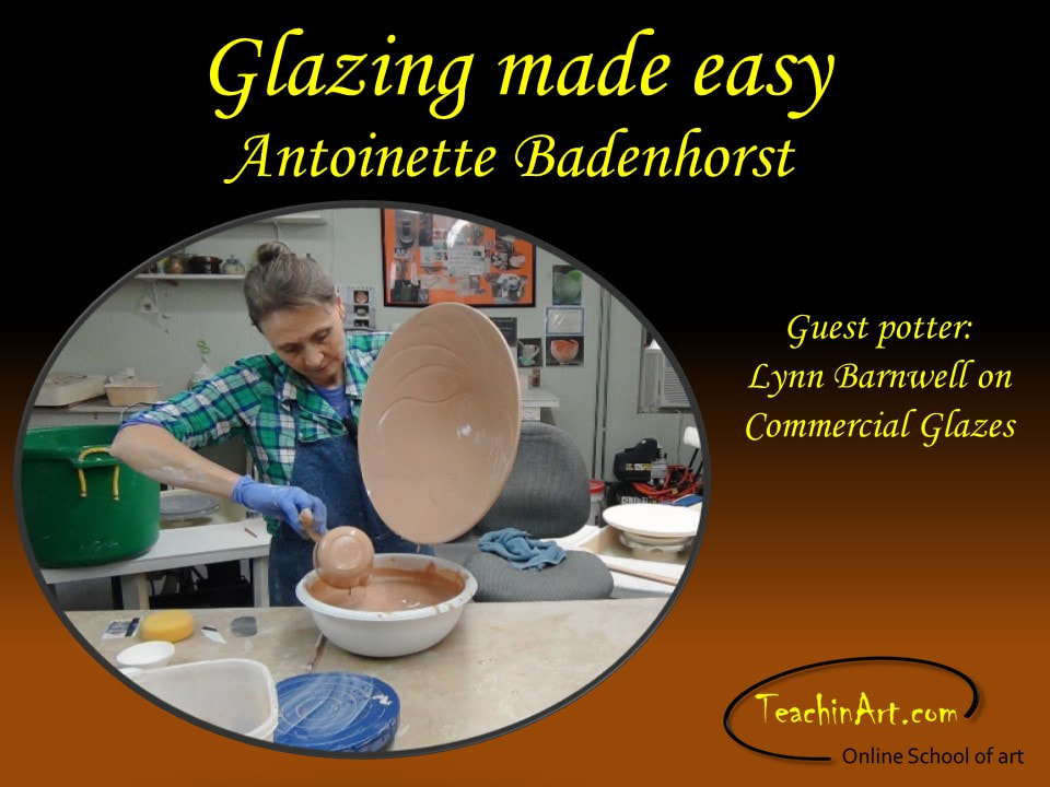 Glazing made easy is an online pottery class by Antoinette Badenhorst at TeachinArt online school of art. Lynn Barnwell is the guest potter who explains commercial glazes for functional ware pottery.