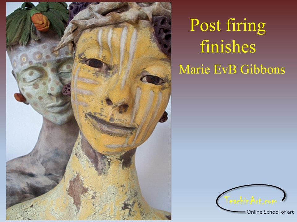 Marie EvB Gibbons painting on clay